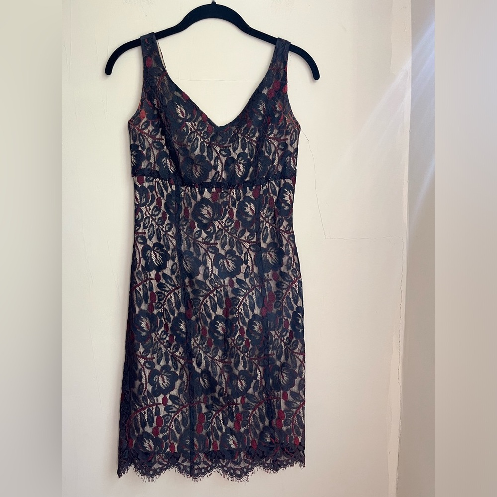 vintage 90s lace nude illusion mini dress